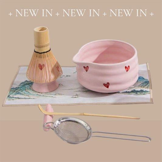 7-Piece Pink Ceremonial Matcha Set – Heart Bowl, Whisk, Spoon & More